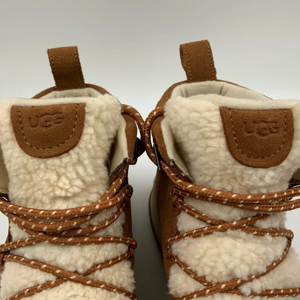 UGG Lakesider Heritage Mid Boots Chestnut Suede Shearling 1121020 Womens 8.5